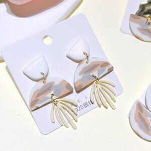 Boho Style Lightweight Neutral Geometric Soft Clay Statement Drop Earrings